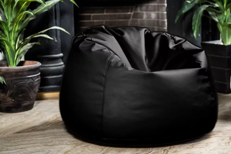 Black Leather Bean Bag