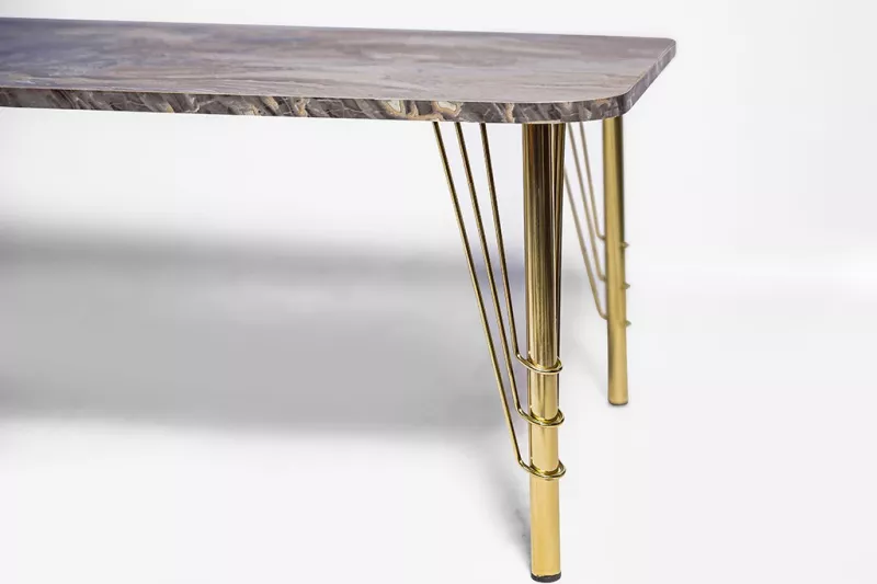 Gray Living  Room Table with Metal Legs