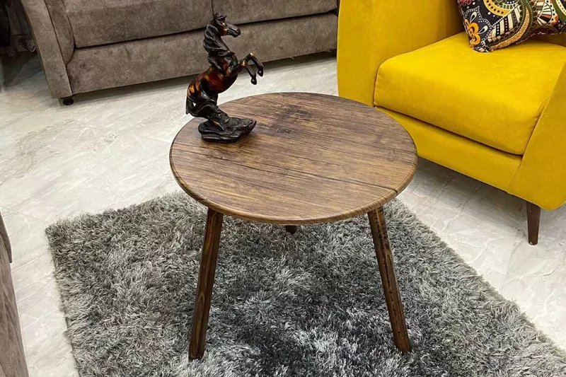 Round Sofa Table | Brown