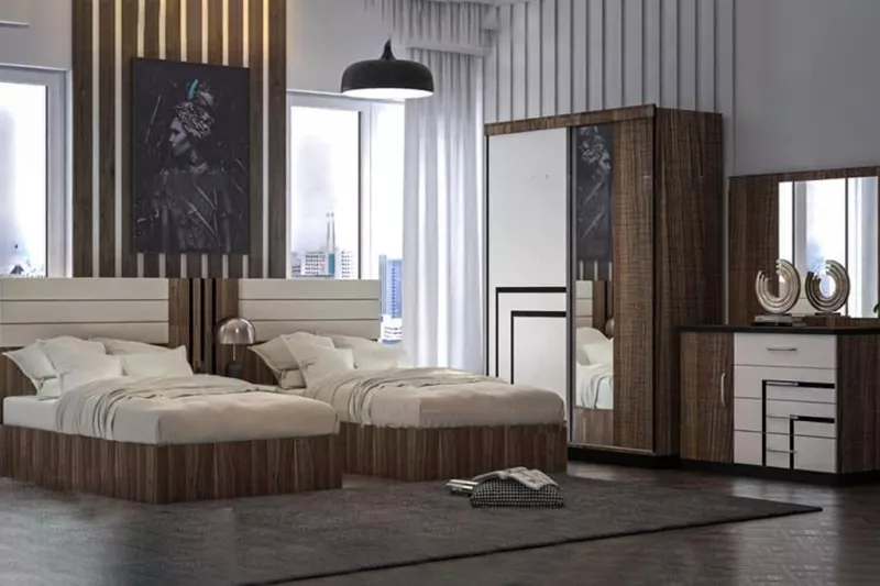 Modern Brown Youth Bedroom |2 beds