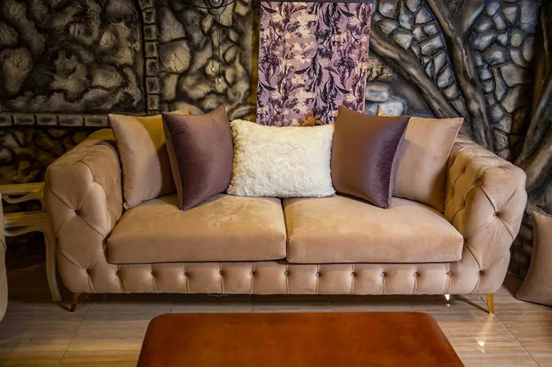 Modern Velvet Sofa Set Cafe Purple