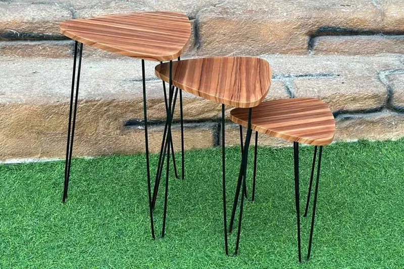 Set Of Metal Side Tables In Beige
