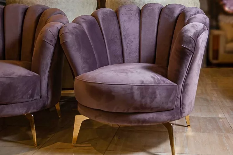 Modern Velvet Sofa Set Cafe Purple