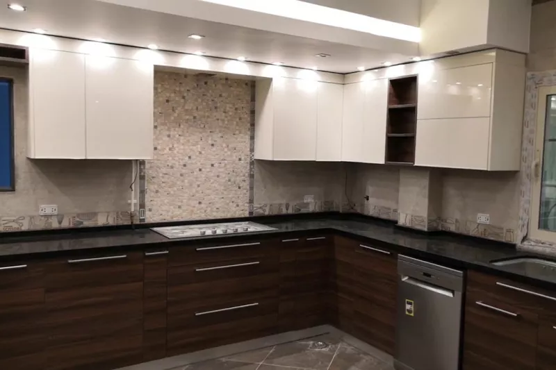 Modern Brown and White Lamy Gloss Kitchen