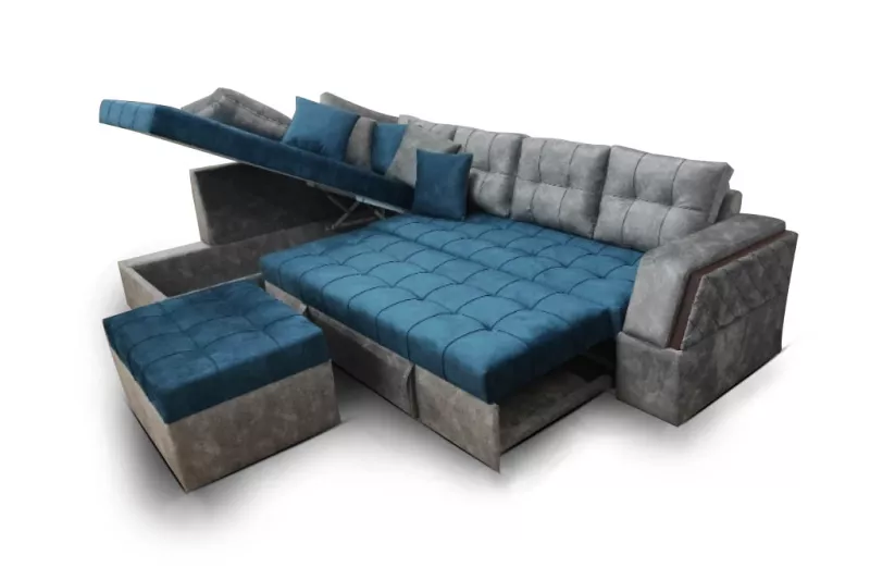 Modern Gray Sofa Bed and Storage Unit